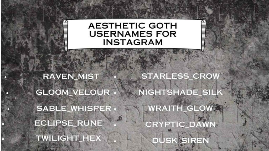 Aesthetic Goth Usernames for Instagram