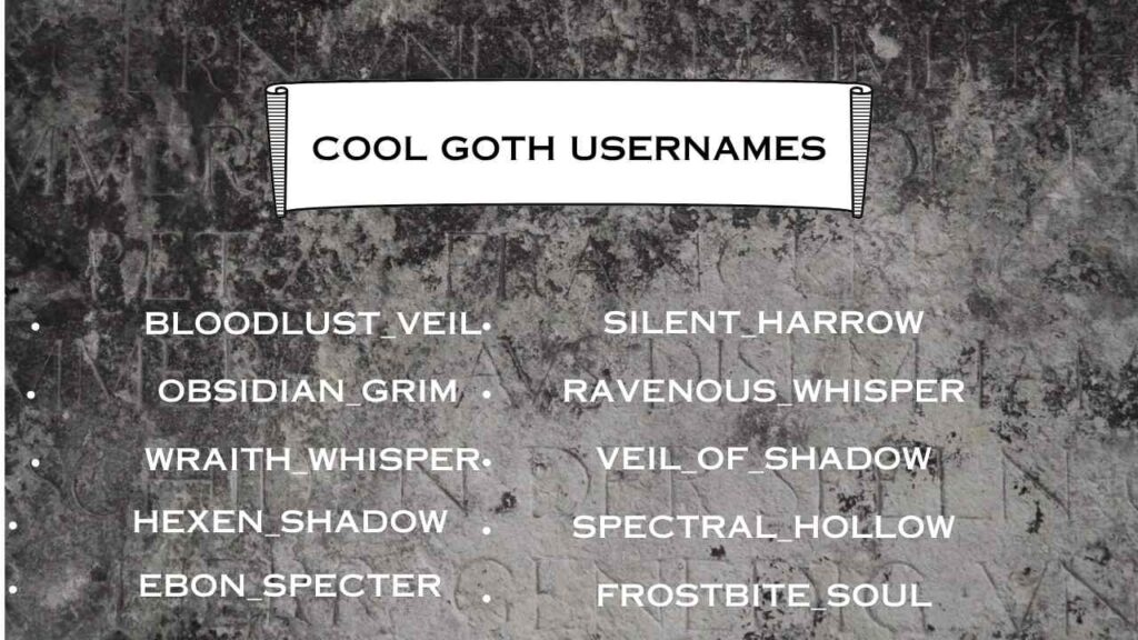 Cool Goth Usernames