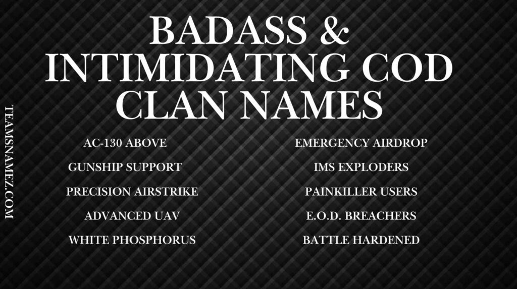 Badass & Intimidating COD Clan Names