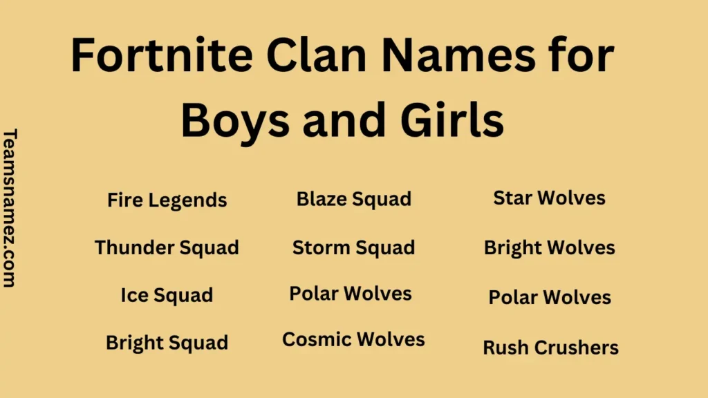 Fortnite Clan Names for Boys and Girls